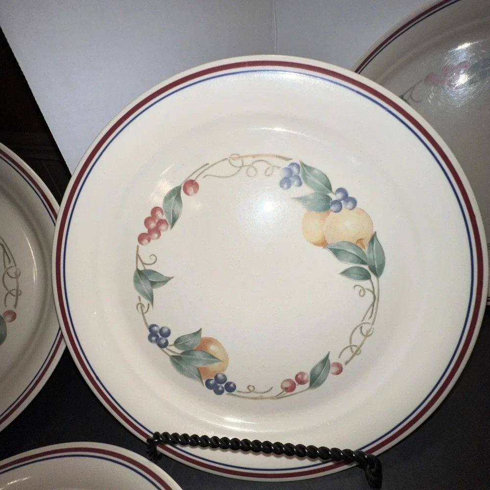 Corelle‎ Corning Ware Set of Seven 7 ABUNDANCE Fruit Design Luncheon Plates